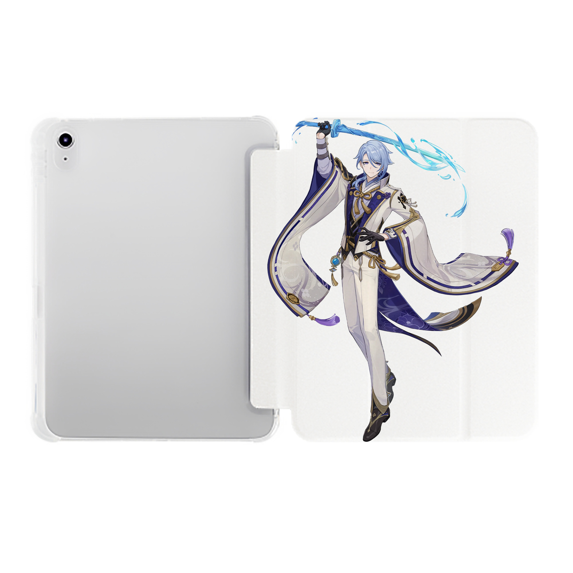 げんし神 神里綾人 かみさとあやと genshin Kamisato Ayato IPad ケース ペン収納付き 三つ折りスタンド PUレザー×シリコン 対応機種9.5/10.5/10.9インチ